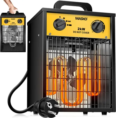 Produktbild von MASKO® Elektroheizer Heizlüfter Bauheizer mit integriertem Thermostat elektrisch Heizgerät mit 3 Heizstufen Heizgebläse für Innen- und Außeneinsatz Überlastschutz Elektroheizgebläse