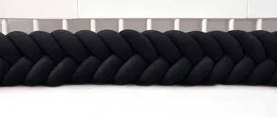 Produktbild von Bettschlange 400 cm Schwarz – geflochtene Bettumrandung fürs Babybett, Velours, Modell MAXIBRAID | Letino