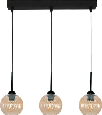 Produktbild von Schwarze Hängende Deckenlampe, Bernsteinglaslampe, Vertikal 15-034