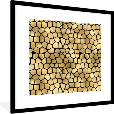 Produktbild von MuchoWow® Gerahmtes Poster Muster - Formen - Gold 40x40 cm - Poster mit Schwarzem Bilderrahmen Wandposter Rahmen Foto Bilder - Poster - Plakat im Rahmen