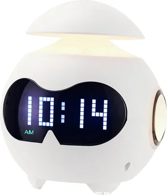Produktbild von Kinderwecker, Doppelalarm Wecker mit Emoji & verstellbarem Nachtlicht, Mini Bluetooth Lautsprecher, Weiß
