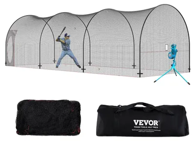 Produktbild von VEVOR Baseball-Schlagkäfig, Softball- und Baseball-Schlagkäfignetz und -rahmen, tragbares Übungskäfignetz mit Tragetasche, robuster geschlossener Wurfkäfig für das Schlagtraining im Garten, 40FT, 10 m, 20 m, 30 m, 40 m