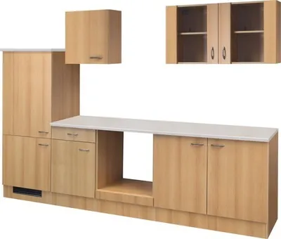Produktbild von Flex Well Küchenzeile ohne Geräte Nano 270 cm buche matt zerlegt Variante reversibel 00010011