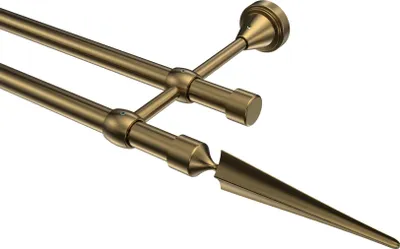 Produktbild von Interdeco Gardinenstange / Vorhangstange Messing Antik, Typ Primus Lorenzo (Speer), 16 mm Ø 2-läufig, 180 cm