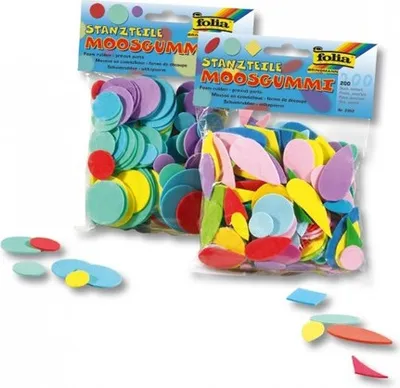 Produktbild von folia 2351 Moosgummi Stanzteile, 200 Teile Kreise, bunt (1 Stück)