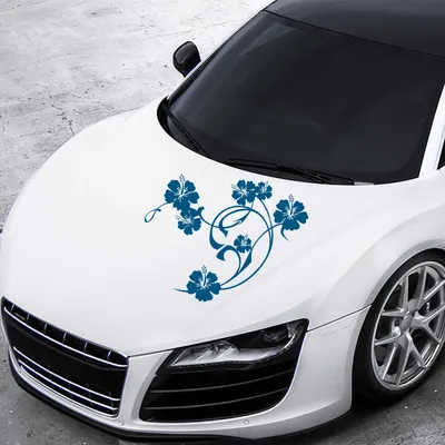 Produktbild von Aufkleber - Autoaufkleber "Hibiskus Swirl" 50cm x 40cm Signalblau - Tuning Carystyling Heckscheibe Auto