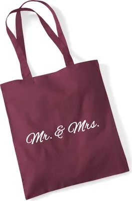 Produktbild von Huuraa Jutebeutel Mr. & Mrs. Schriftzug 10 Liter Burgundy Baumwolle Tasche Geschenkidee