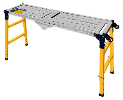 Produktbild von Alu Gerüstt, Stützen Höhenverstellbar Werkbank Klappbar Arbeitsgerüst, 36 x 140 CM