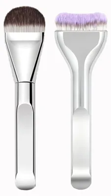 Obrázek produktu pro INF Jazýčkový ultra tenký plochý štětec na make-up 2 kusy ABS syntetické vlákno 14.8cm stříbrný