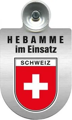 Produktbild von Einsatzschild Windschutzscheibe incl. Saugnapf -Hebamme im Einsatz - incl. Regionen nach Wahl - 309357 - Color - Region Schweiz