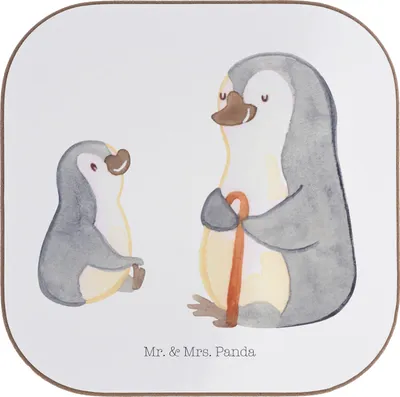 Produktbild von Mr. & Mrs. Panda Holzuntersetzer Pinguin Opa Enkel - Weiß - Geschenk, Coaster, für, Opi, Bester, gläseruntersetzer, Untersetzer Gläser, Muttertag, Glas, Großvater, Tassen