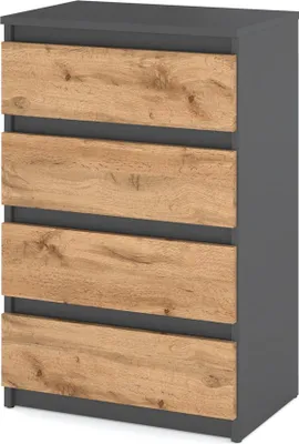 Zdjęcie produktu dla Komoda Z Szufladami Loft 60Cm Hugo Nowoczesna Szafka Rtv Szary Dąb Wotan