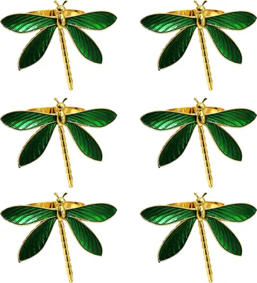Produktbild von Serviettenring in Libellenform, Serviettenhalter aus Metall im Frühling, grüner Serviettenring in Libellenform für Tischdekoration, Hochzeit, Feiertagsessen, Dekoration
