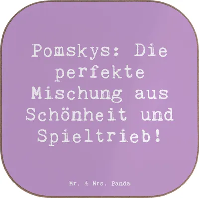 Produktbild von Mr. & Mrs. Panda Untersetzer für Gläser Spruch Pomsky Perfektion - Lavendeltraum - Geschenk, Hunderassen Eigenschaften, Beschreibung, bieruntersetzer, Charakter, Hund