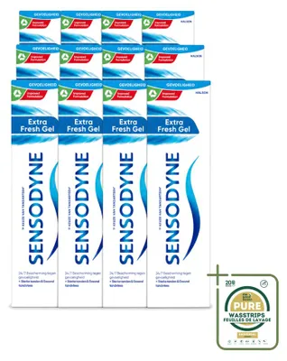 Immagine prodotto di 12 tubetti di dentifricio gel Sensodyne Extra Fresh - 75 ml - Confezione da 12 pezzi