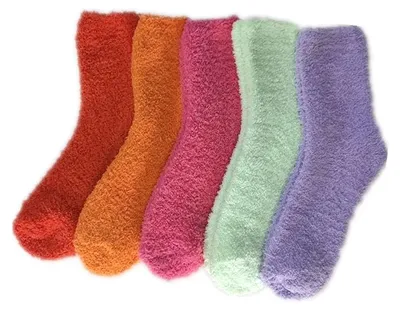 Produktbild von Thermosocken Damen – 5 Paar – Warme Fleece-Socken – Dick & Flauschig – Wintersocken – Haussocken – Größe 35–40 – Rot/Orange/Rosa/Grün/Lila