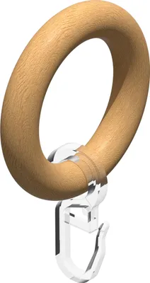Produktbild von Interdeco Gardinenringe / Rundringe mit Faltenhaken für Gardinenstangen mit 20 mm Ø Buche lackiert, Pack. 10 Stück