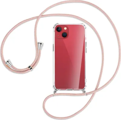 Produktbild von Handykette Backcover-Schutzhülle mit Band (Metall silberfarben) für Apple iPhone 13 mini - roségold
