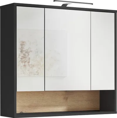 Produktbild von Badezimmerspiegelschrank >Liguria< in Anthrazit / Evoke Eiche - 80x72x21 (BxHxT)