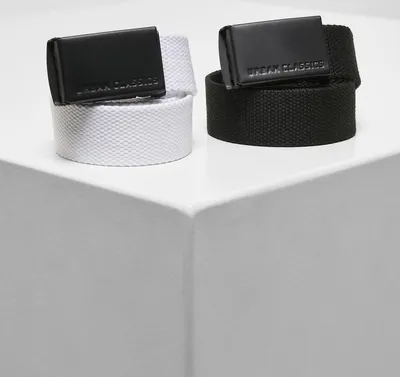 Image de Urban Classics UCK305 | Canvas Belt Kids 2-Pack One Size - Couleur : black+white - Taille : One Size