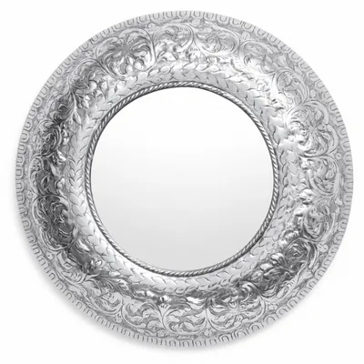 Produktbild von Spiegel Wandspiegel Baltic XXL rund Silber ø 80cm groß | Großer Marokkanischer Flurspiegel Modern Design mit Rahmen | Runder Vintage Badspiegel ohne Beleuchtung als Orientalische Deko im Bad