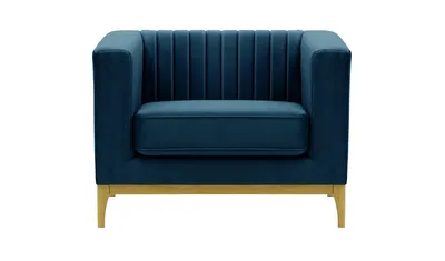 Produktbild von SLF24 - Sessel Slender Wood - blau - Velluto 11