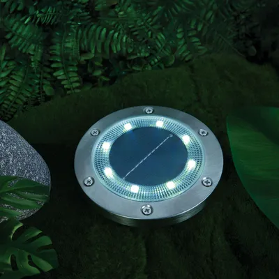 Image de Applique murale LED solaire - Ronde - LED SMD - Blanc froid - 12 cm - 1 pièce [11440F]