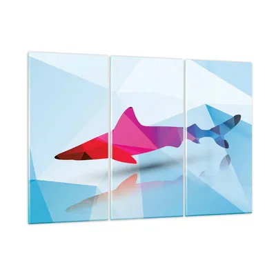 Produktbild von Bilder auf glas - Hai Illustration modern Grafik - 105x70cm - Glasbilder - Wandbilder - Kunstdruck - zum Aufhängen bereit - Wanddekoration aus Glas - Glas Bilder - Wandbild auf Glas - GCE105x70-2813