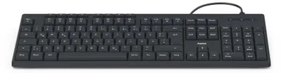 A black Hama USB keyboard is shown from a slightly elevated front view against a white background.