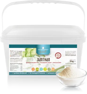 Produktbild von GOLDEN PEANUT Xanthan Gum Pulver 5 kg - Verdickungsmittel stabilisiert, bindet, geschmacksneutral und kalorienarm