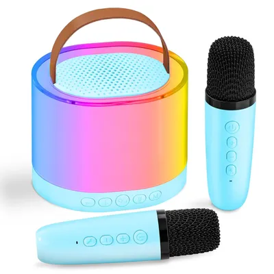Produktbild von Karaoke Maschine, Kinder Karaoke mit 2 Mikrofon, Karaoke Anlage, Mini Karaoke, Tragbarer Bluetooth Lautsprecher