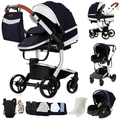 Produktbild von Kinderwagen 3-in-1 mit Ledergriff und leichtem, zusammenklappbarem Design