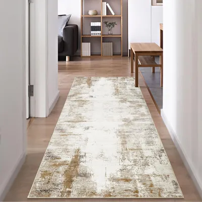 Productafbeelding van Tapijtloper 80 x 200 cm - Antislip - Wasbaar - Modern - Zacht - Beige/Bruin - Vloerkleed