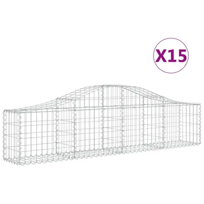 Zdjęcie produktu dla vidaXL Gabiony z wysokim łukiem 15 sztuk 200x30x40/60 cm Ocynkowane żelazo