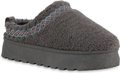 Produktbild von VAN HILL Damen Warm Gefütterte Pantoffeln Bequeme Kunstfell Teddy Schuhe 840872, Farbe: Grau, Größe: 40