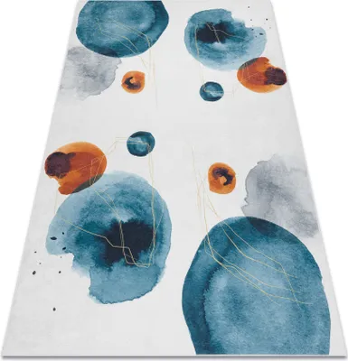 Produktbild von ANDRE 1112 Waschteppich Abstraktion Anti-Rutsch - weiß / blau Mehrfarben 160x220 cm