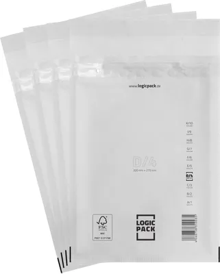 Produktbild von LOGIC PACK 10 Luftpolsterumschläge Versandtaschen D4 200 x 275 mm Weiß Luftpolstertaschen für DIN B5