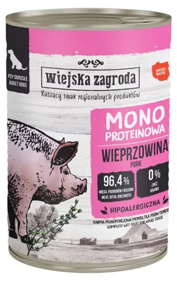 Obrázek produktu pro WIEJSKA ZAGRODA Mono-protein Vepřové - mokré krmivo pro psy - 400 g