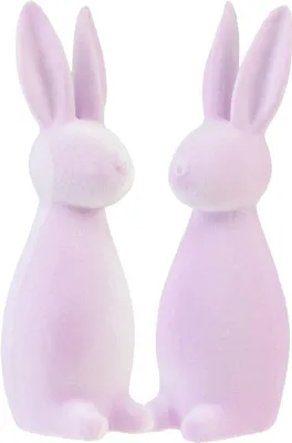 Produktbild von Deko Hasen beflockt Osterfiguren Lila Hell 8×10×29cm 2 St