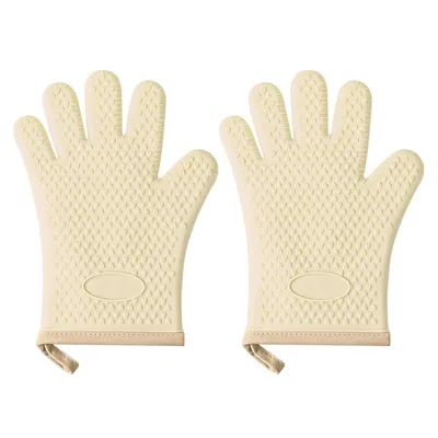 Produktbild von Hitzebeständige Ofenhandschuhe aus Silikon mit Baumwollfutter, Backofenhandschuhe für Temperaturen bis 300 °C, zum Backen, Kochen, Grillen
