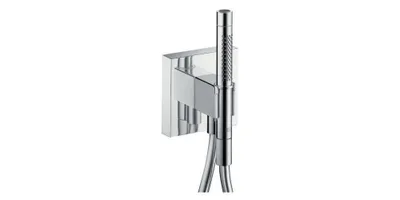 Image de AXOR Starck, robinet mural à douchette, modèle 120/120, avec douchette à main 2 jets et flexible de douche, finition laiton brossé