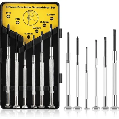 Productafbeelding van Miniature fijnmechanische schroevendraaierset, 6-delig. Precisieschroevendraaiers voor horloges en brillen