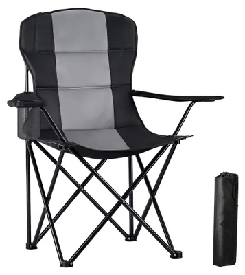 Productafbeelding van Campingstoel, opvouwbaar, campingstoel, 150 kg, met bekerhouder, extra groot, vouwstoel, visstoel, campingstoel, inklapbaar, voor camping en outdoor