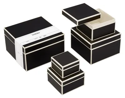 Organizer-Boxen, Set mit 5, Schwarz, 4 Größen