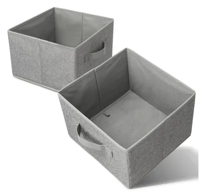 Produktbild von 2er-Set Aufbewahrungsboxen, grau, Organizer für Kleiderschrank, Büro, Kinderzimmer, faltbare Aufbewahrungsbox (27 x 28 x 20 cm), Stoffbox für Kleidung