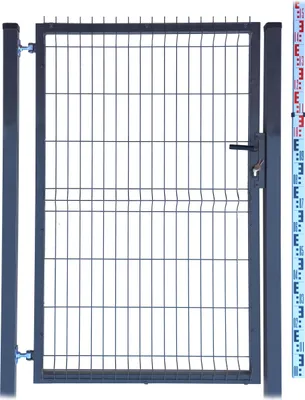 Produktbild von GARTENTOR 150 cm anthrazit graphit Einstabmatten 3D zwei PFOSTEN RAL7016 Zaun 153 cm | Gartentür Zauntor Einzeltor Tür Doppelstabmatten
