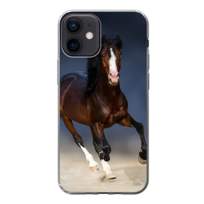 Produktbild von MuchoWow® Handyhülle Schutzhülle Hülle für iPhone 12 Pferde - Tiere - Sand Silikon Softcase Handy Hülle - Schutzhülle
