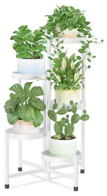 Immagine prodotto di Portafiori in metallo, 5 ripiani, colore bianco