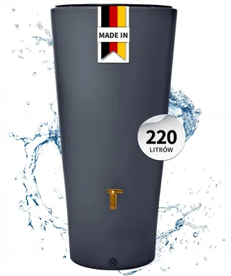 Zdjęcie produktu dla 4rain VASO 2w1 zbiornik na deszczówkę 220 l, grafitowo-szary ze zintegrowaną tacą na rośliny; 295640, Obraz wygenerowany przez AI