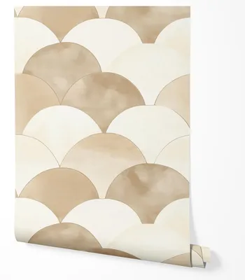 Produktbild von Selbstklebende Tapete Möbelfolie Geometrisches Muster Halbkreise Beige Creme Modern Skandinavisches Design Tapete Küche Wohnzimmer Flur Schlafzimmer 2,5m x 0,5m
